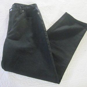 Liz Claiborne Jeans 14 Short Classic Black Denim Tapered Leg NWOT